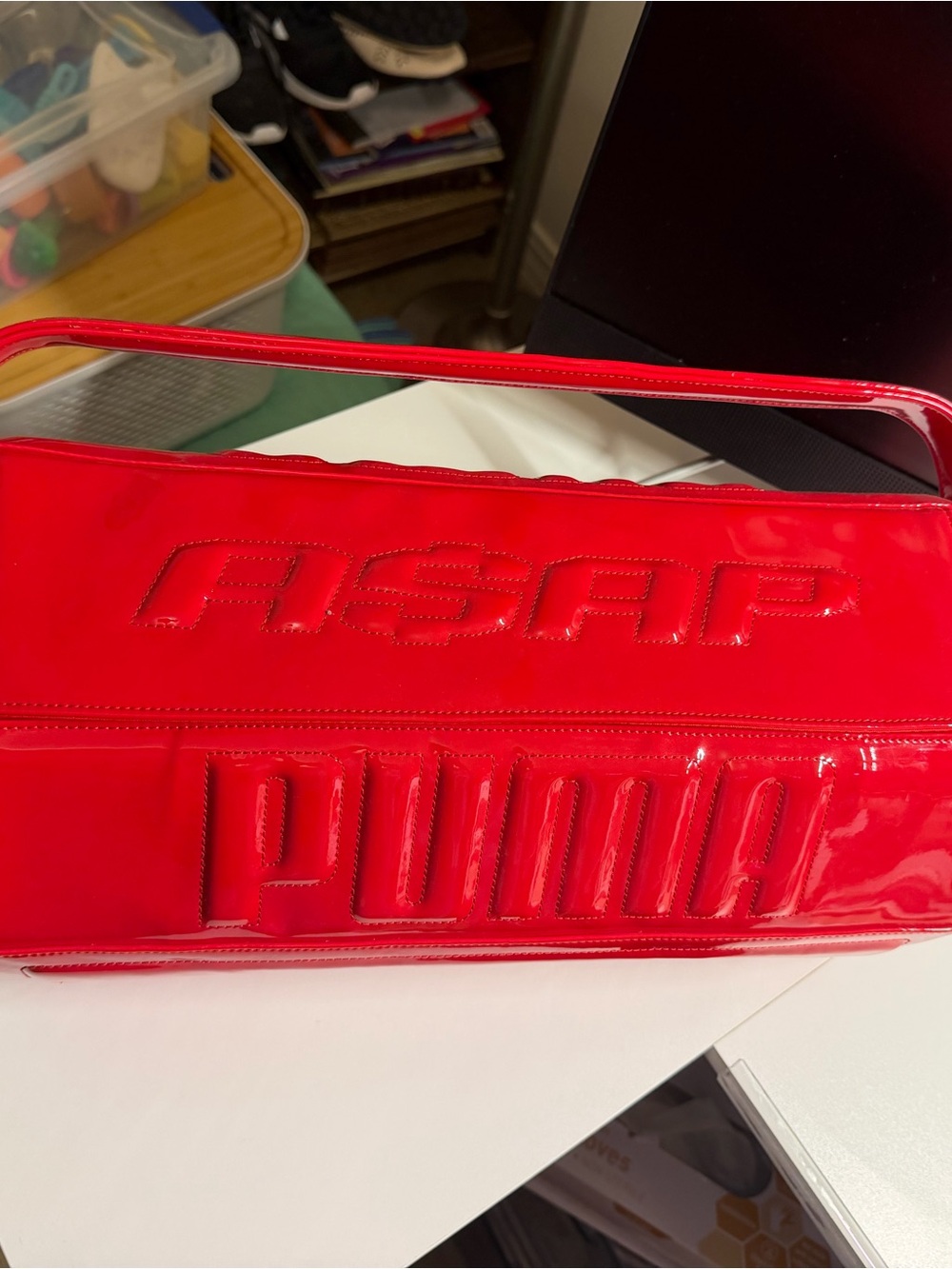 Puma Red Patent A$AP Embossed Shoulder Bag